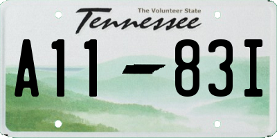 TN license plate A1183I