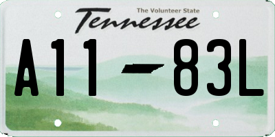 TN license plate A1183L