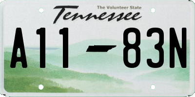 TN license plate A1183N
