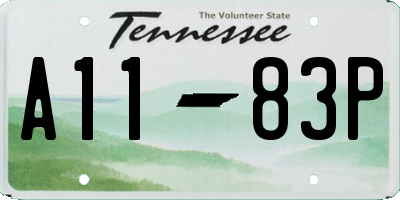TN license plate A1183P