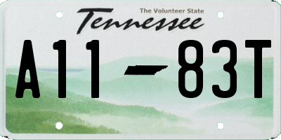 TN license plate A1183T