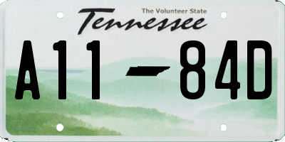 TN license plate A1184D