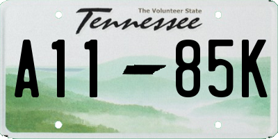TN license plate A1185K