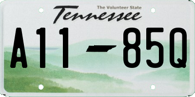 TN license plate A1185Q