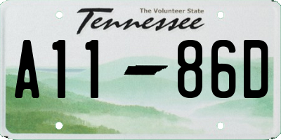 TN license plate A1186D