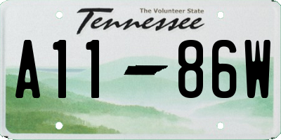 TN license plate A1186W