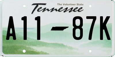TN license plate A1187K