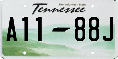 TN license plate A1188J