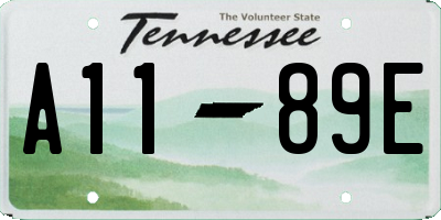 TN license plate A1189E
