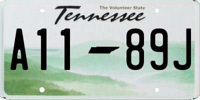 TN license plate A1189J
