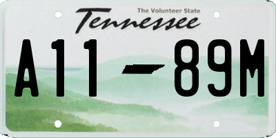TN license plate A1189M