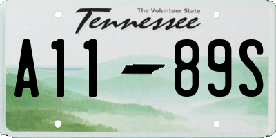 TN license plate A1189S