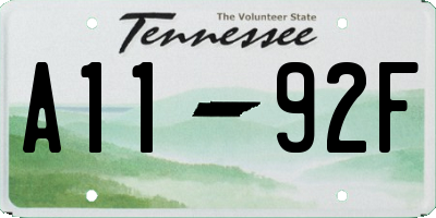 TN license plate A1192F