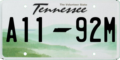 TN license plate A1192M