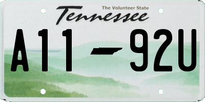 TN license plate A1192U