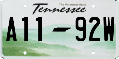 TN license plate A1192W