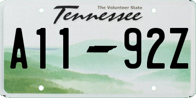 TN license plate A1192Z