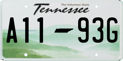 TN license plate A1193G