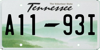 TN license plate A1193I