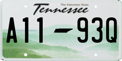 TN license plate A1193Q