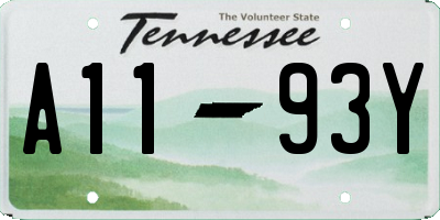 TN license plate A1193Y