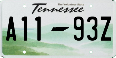 TN license plate A1193Z