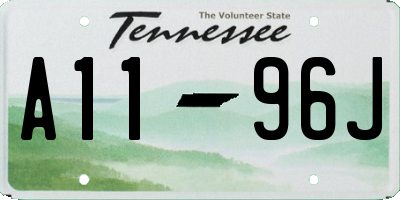 TN license plate A1196J