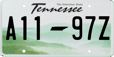 TN license plate A1197Z