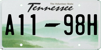 TN license plate A1198H