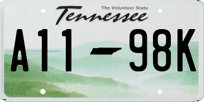 TN license plate A1198K