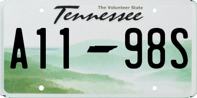 TN license plate A1198S