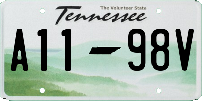 TN license plate A1198V