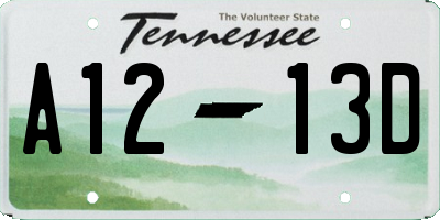 TN license plate A1213D