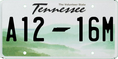 TN license plate A1216M