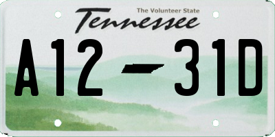 TN license plate A1231D