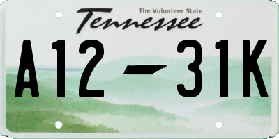 TN license plate A1231K