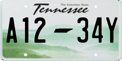 TN license plate A1234Y