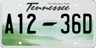 TN license plate A1236D