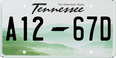 TN license plate A1267D