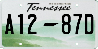 TN license plate A1287D