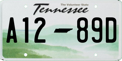 TN license plate A1289D