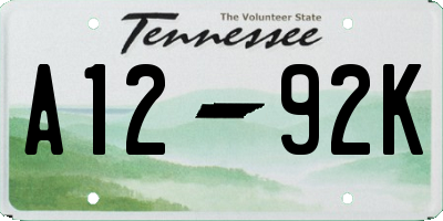TN license plate A1292K