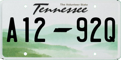 TN license plate A1292Q