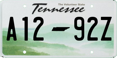 TN license plate A1292Z