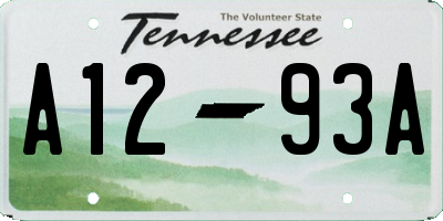 TN license plate A1293A