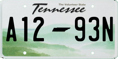 TN license plate A1293N