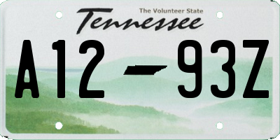 TN license plate A1293Z