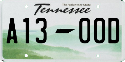 TN license plate A1300D