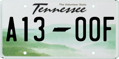 TN license plate A1300F