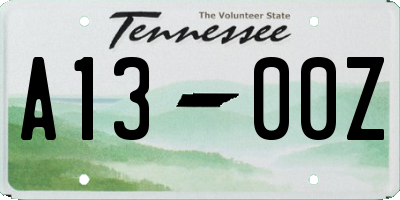 TN license plate A1300Z